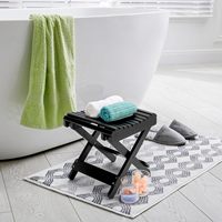 Banc de marchepied pliable en bambou entièrement assemblé, repose-pieds, chaises de bain, idéal pour salle de bain, rasage, douche, spa, sauna, siège en bois