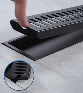 OEM Custom Black Stainless Steel Bathroom Floor Drain Anti-Odor Rectangle Shower Drain with Modern Design for Hotels - Product Image 4
