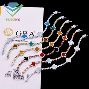 Yu <span class=keywords><strong>Ying</strong></span> Design per Gioielli Hip-Hop, Collana e Bracciale Tennis in Argento con Moissanite VVS, testato al 100% con diamanti, stile Cuban Iced Out - Product Image 1