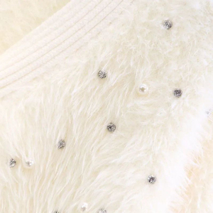 <span class=keywords><strong>Cardigan</strong></span> Elegante Autunnale e Invernale con Perline, Maglione di Alta Qualità Lavorato a Maglia, Nuovo <span class=keywords><strong>Cardigan</strong></span> Corto Largo con Scollo a V da Donna - Product Image 3