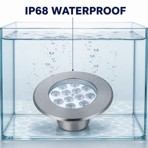 Lumière <span class=keywords><strong>LED</strong></span> pour <span class=keywords><strong>piscine</strong></span> extérieure, étanche IP68, en acier inoxydable 304, blanc chaud, 12V, pour utilisation souterraine, sous-marine et paysagère - Product Image 3