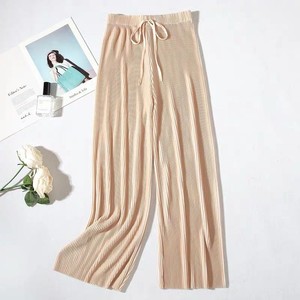<span class=keywords><strong>Pantaloni</strong></span> <span class=keywords><strong>Larghi</strong></span> Plissettati in Seta Ghiaccio per Donna, Stile Coreano Casual, <span class=keywords><strong>Pantaloni</strong></span> Corti a Gamba Larga, Abbigliamento Sportivo Classico da Casa, Top Nero per Ragazze - Product Image 5