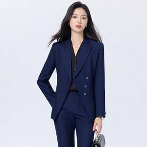 Women's Professional Suit Set Formal Wear Notched Lapel Pencil Silhouette Anti-Wrinkle Woven Fabric For Office Commute <b>Work</b> - Product Image 3
