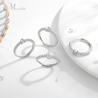 Merryshine Bague en argent sterling 925 A à Z empilable avec lettre de l'alphabet réglable pour femme