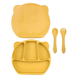 Juego de Alimentación para Bebés de Silicona de Grado Alimenticio, Plato Dividido con Orejas, Diseño Adorable, Apto para Microondas y Lavavajillas, Duradero - Product Image 5
