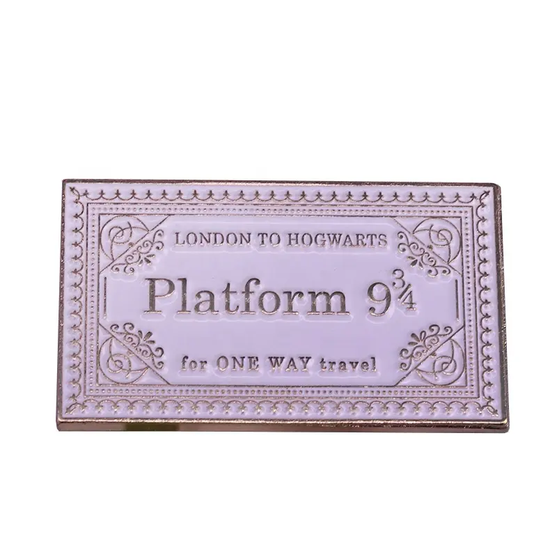 Özel koleksiyon büyülü 9 3/4 platformu pin londra bilet rozet yumuşak emaye metal rozeti