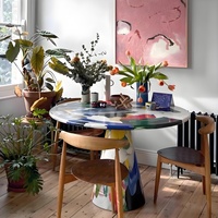 Table basse de style artistique moderne, peinte à l'huile, créative, pour salon, salle à manger, usage hôtelier, couleur personnalisable