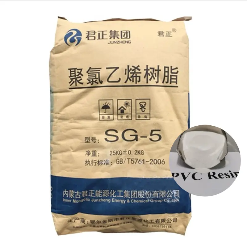 Résine de Pvc de pâte à base d'éthylène de marque chinoise Junzheng SG5 K66 K67 K68 catégorie de Suspension pour le profil rigide de Pvc