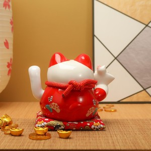 Ornements de <span class=keywords><strong>chat</strong></span> porte-bonheur en céramique blanche 6.5 pouces Statue Maneki Neko pour la décoration intérieure - Product Image 2