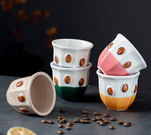 Tazze in ceramica fatte a mano senza manico porcellana arabica tazza di <span class=keywords><strong>caffè</strong></span> <span class=keywords><strong>Set</strong></span> 180ml sottili disegni geometrici e personalizzati - Product Image 2