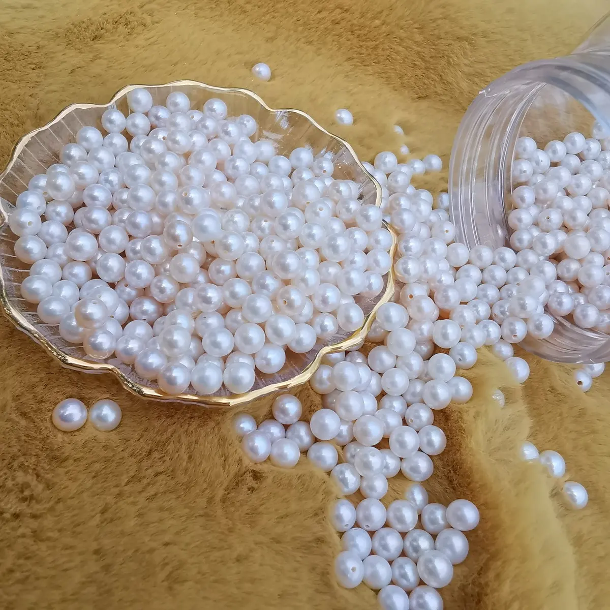 Grade AAA + a AAAA allentati rotondi perle perforata metà d'acqua dolce branelli della perla naturale 5 millimetri 6 millimetri genuino della perla commercio all'ingrosso di accettare OEM ODM