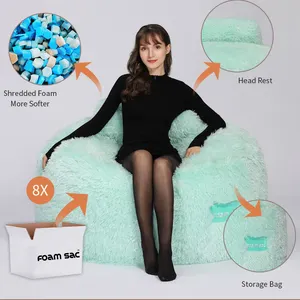 SCHIUMA SAC personalizzabile 4FT-9FT compresso schiuma Faux Pelliccia di nuovo sacchetto di fagioli sedia <span class=keywords><strong>a</strong></span> sacco grande divano - Product Image 1