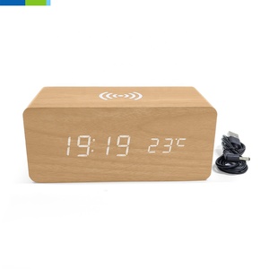 <span class=keywords><strong>Smart</strong></span> in legno sveglia a LED con ricarica Wireless orologio digitale da tavolo colorato con Display a LED a temperatura - Product Image 6