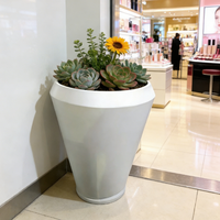 Pot de fleurs rond classique en fer, taille et couleur personnalisées, avec logo, finition galvanisée, écologique, pour usage intérieur en centre commercial