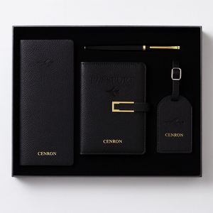 Set de Lujo Personalizado: Cuaderno de Viaje, Bolígrafo, Porta Pasaportes de Cuero Genuino, Etiqueta de Equipaje de Aluminio – Ideal para Graduación, Año Nuevo Chino, Familia - Product Image 1