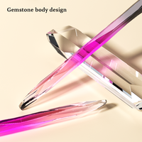 Nouvelle brosse à ongles en gel à poils doux avec manche en acrylique dégradé tricolore, design corps gemme, logo personnalisé, pour la peinture d'art sur ongles