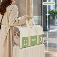 Sac de transport léger et imperméable pour chat, avec poignée et bandoulière, double fenêtre en maille pour chats et petits chiens, sac de voyage pour animaux de compagnie