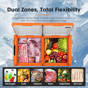 מקרר מקפיא לרכב 95 ליטר 75 ליטר, שני אזורי טמפרטורה, שליטה דרך אפליקציה, מדחס LG, 12V 24V 240V עם תאורת LED לקמפינג, טיולים ומשאיות - Product Image 3