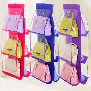 Biumart Bag Storage Organizer Double-sided 6 Pocket Hanging Handbag Organizer for Wardrobe