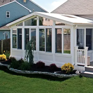 Moderno prefabricado 4 estaciones independiente Veranda aluminio aislado Vidrio Curvo invernadero Sunroom casa de cristal <span class=keywords><strong>Solarium</strong></span> - Product Image 3