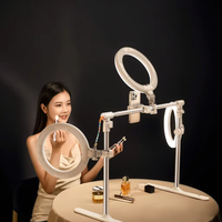 Feixiang F5 Mini Support de Lumière d'Appoint Pliable Portable pour Streaming sur Bureau - 10W USB 3000K-4500K-6500K & 10 Niveaux de Luminosité
