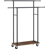 Perchero industrial para recibidor con almacenamiento de zapatos, mueble de recibidor móvil con ruedas y estantería, mueble de madera con estantería y estructura metálica