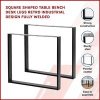 Projets de bricolage WEKIS Design industriel rétro Table d'appoint de forme carrée entièrement soudée Table de console Pieds de bureau de banc