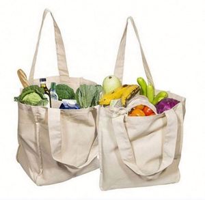 Wholesale Custom Reusable More Inner Pocket Grocery Supermarket Oragnic Cotton <b>Canvas</b> Shopping <b>Tote</b> Bags With Logo - Product Image 2