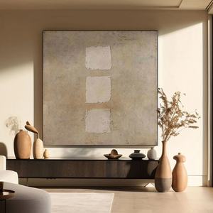 Cuadro contemporáneo en lienzo Wabi Sabi, tono tierra beige, pintura abstracta texturizada, arte de pared para el hogar y la galería - Product Image 1