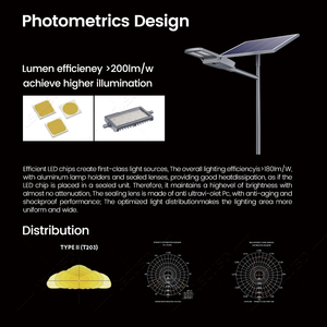 Kualitas tinggi 100 w-200 W All-in-One lampu jalan tenaga surya tempat parkir tiang dengan pengendali jarak jauh IP65 - Product Image 4