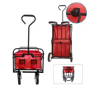 Bollerwagen Nhiệm Vụ Nặng Nề Lắp Ráp Ngoài Trời Tiện Ích Di Động Khung Thép Nhỏ Gọn Vườn Gấp Mua Sắm Tay Wagon Giỏ Hàng