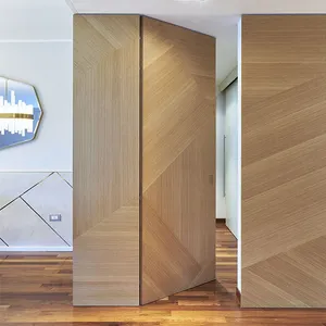 Desain Modern pintu tidak terlihat tersembunyi Interior berbutir kayu untuk rumah