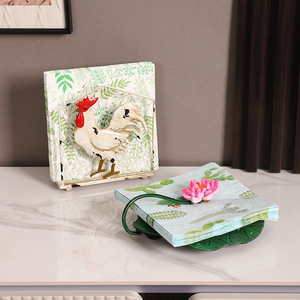 Porte-mouchoirs en fer vert en forme de feuille de lotus Mystic Arts avec fleur rose, accessoire décoratif pour la maison - Product Image 3