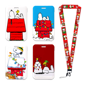 Porte-cartes d'identité professionnels en plastique personnalisés, motif chien blanc de dessin animé <span class=keywords><strong>Snoo</strong></span>, avec clip pour badges et attaches de cou pour le travail - Product Image 3