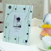 Cadre photo en verre écologique multicolore classique tendance, design courbes et cercles, taille personnalisée, à poser ou à accrocher, art décoratif