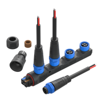 Modules d'éclairage extérieur DC Power Input Assembly Cable Quick Connector M15 4 Ways Cable Splitter 2Pin Female Socket IP67