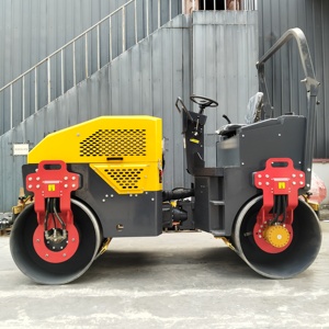 Compacteur vibrant à double tambour jaune, autoporté, avec moteur, capacité 4 tonnes, équipement de construction routière - Product Image 6