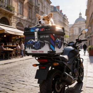 Top Case Moto 45L pour Animaux de Compagnie, en PP Haute Résistance, Étanche, Démontage Rapide, Base en Acier Carbone 5 kg, pour Chiens de Taille Moyenne, Transport Indépendant à l'Arrière - Product Image 4