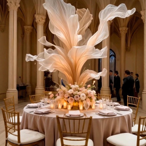 Centres de table en organza/papier multi-couches faits à la main pour Thanksgiving, Pâques, Noël, la Saint-Valentin, les mariages, en forme <span class=keywords><strong>d</strong></span>'orchidée, couleur or - Product Image 4