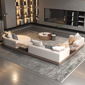 Sofá de cuero italiano minimalista Connery capa superior piel de vaca sala de estar combinación de tamaño minimalista muebles de esponja de lujo - Product Image 4