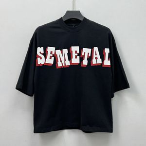 เสื้อยืดผู้ชายสีดำบ็อกซี่เสื้อยืดสตรีทแวร์เสื้อคอตตอนโอเวอร์ไซส์พิมพ์ลายออกแบบได้ตามต้องการ - Product Image 1