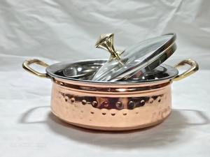 Cacerola india de acero inoxidable duradero con efecto martillado, interior antiadherente, asa de acero inoxidable y tapa de vidrio para alimentos y sopas. Nueva. - Product Image 4