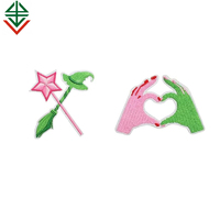 Écusson de broderie d'arc magique de sorcière fer à repasser sur rose vert mignon princesse Applique Cartoon Design Garment