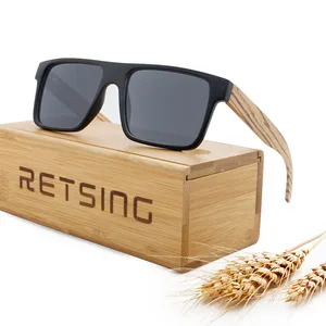 Cheap plastic large frame mens polarized sunglasses bamboo custom logo handmade wooden sunglasses