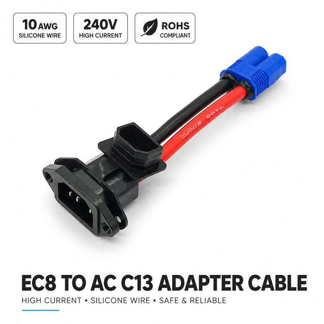 EC8 AC C13 Silicone Cable Electric Vehicle Battery Charging Port Adapter Wire 10AWG Connector Power Charging Cable