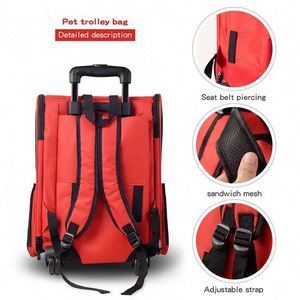 Free Sample In Stock Pet Rolling Carrier Dog <b>Backpack</b> with <b>Wheels</b> Cats Puppies Travel Bag with <b>Wheels</b> Dog Trolley Airline - Product Image 2