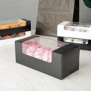 Cajas para Pastelería, Cajas Desechables para Donuts con Ventana Transparente, Cajas de Papel Negro para Empacar Galletas, Muffins, Cupcakes y Mini Pasteles - Product Image 2