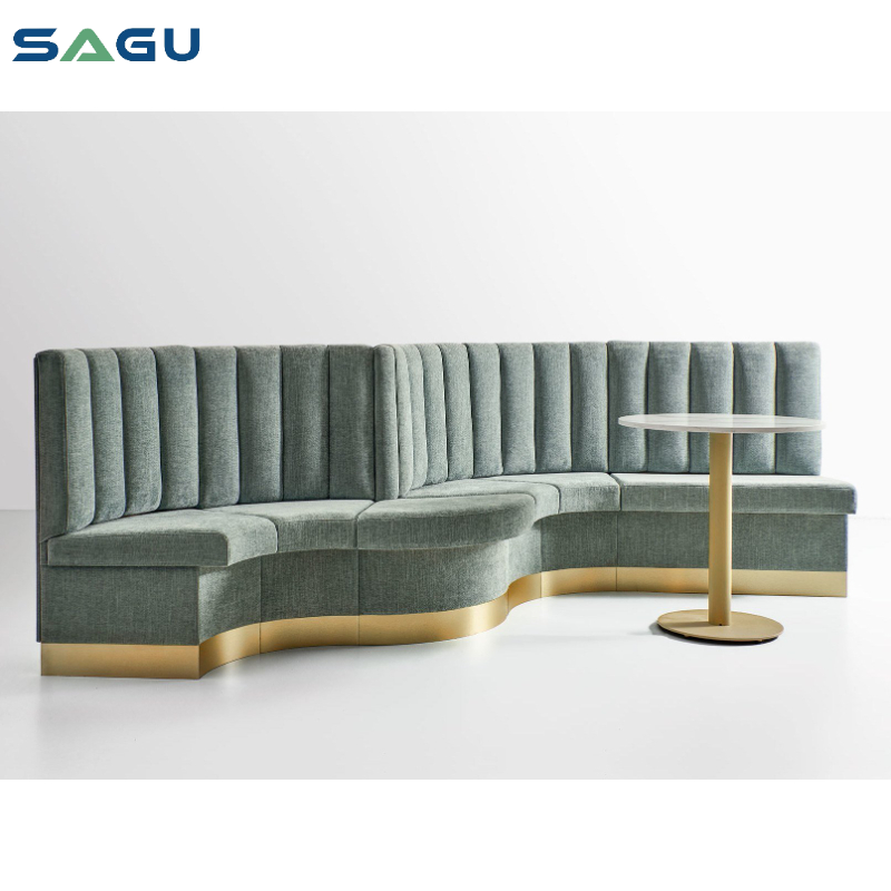 Европейский стиль, Золотая основа из нержавеющей стали, элегантная бархатная ткань с высокой спинкой, нестандартный диван для будки, сидение для ресторана