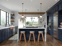 Vermont Armoire de cuisine moderne bleu azur de haute qualité personnalisée Finition Shaker en bois auto-assemblé Armoires de cuisine design