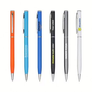 Retractable Metal Ballpoint Office School Promotional Rolling Ball <b>Pens</b> With Custom Logo Multi-Color Black Ink - Product Image 1